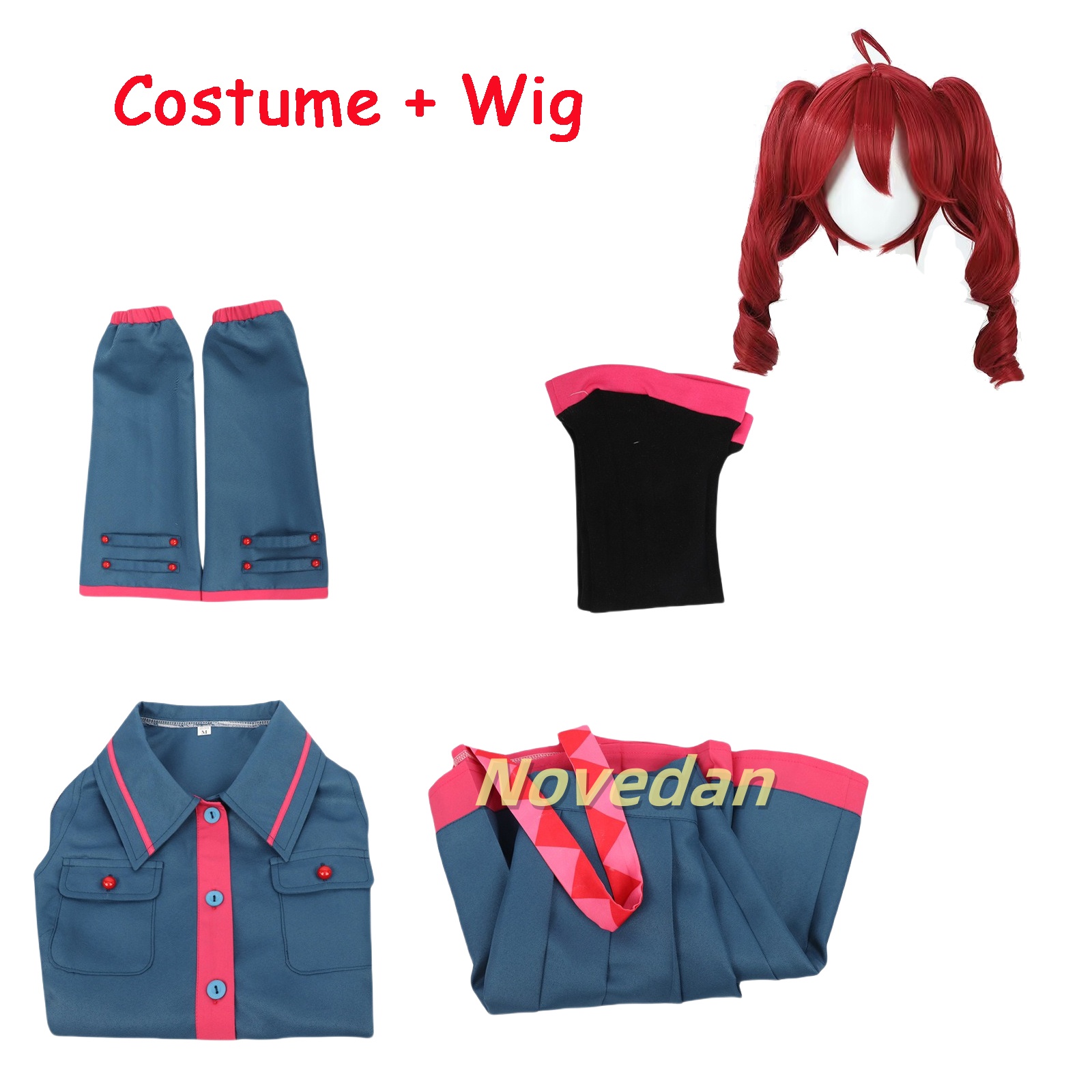 Costume de Cosplay Anime Miku Kasane Teto pour femmes et hommes, uniforme bleu, robe UTAU Vtuber, Costume d'halloween, accessoires de perruque