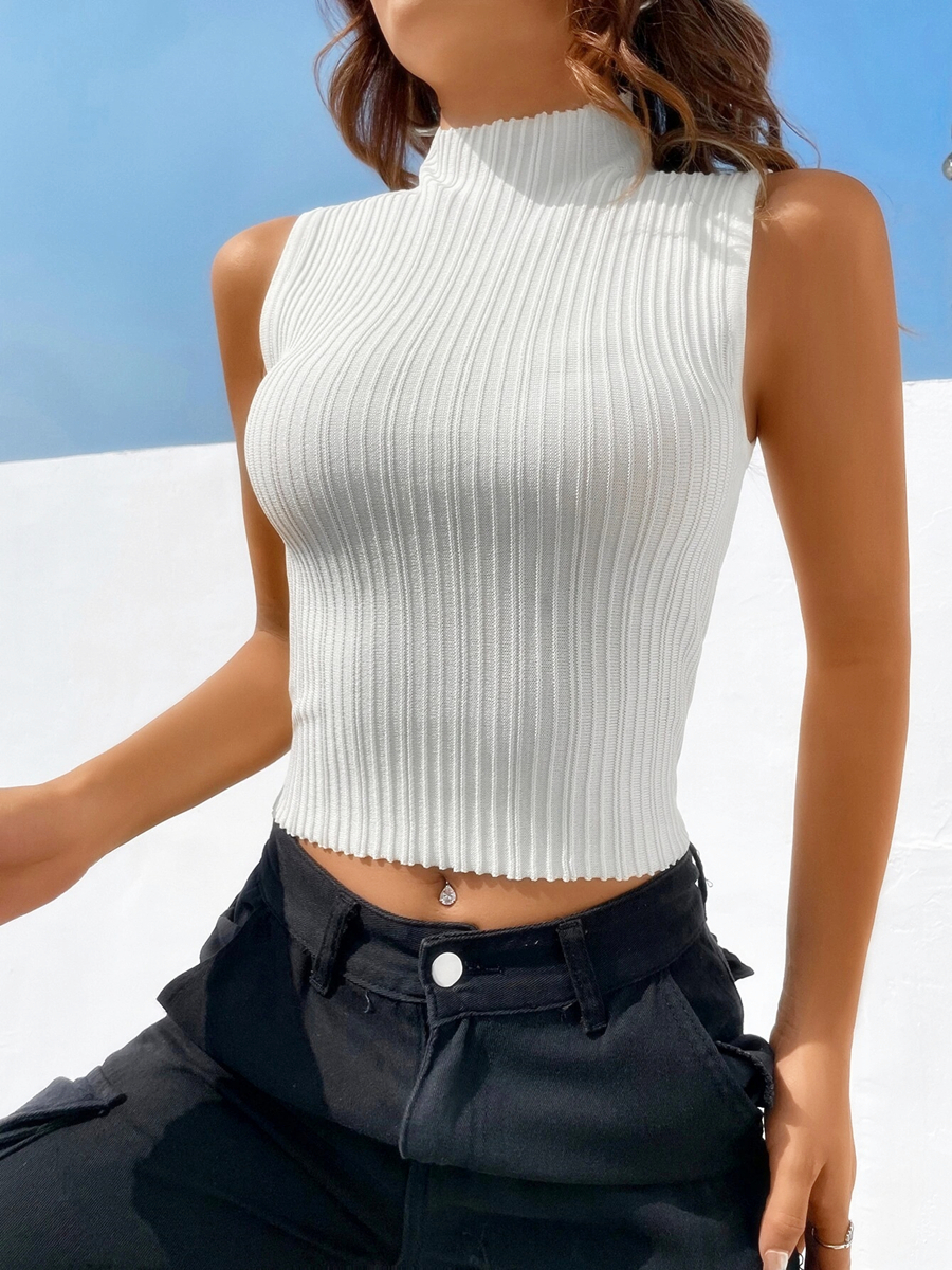 Haut en tricot à col roulé pour femme, pull décontracté, t-shirt rayé, vêtements courts, plis commandés, précieux, nouveau, été