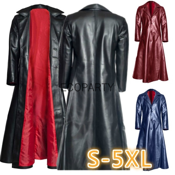 Manteau long en cuir noir pour femme, veste Goth Vampire, manteau Dark Knight Cool Cape, revers gothique, punk, hiver