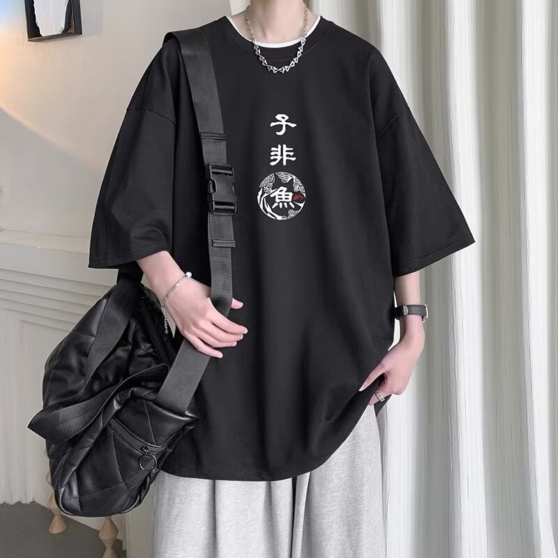 [Taille M-8XL] T-shirt surdimensionné pour hommes nouveau Style chinois imprimé T-shirt à manches courtes en coton ample pour hommes et femmes