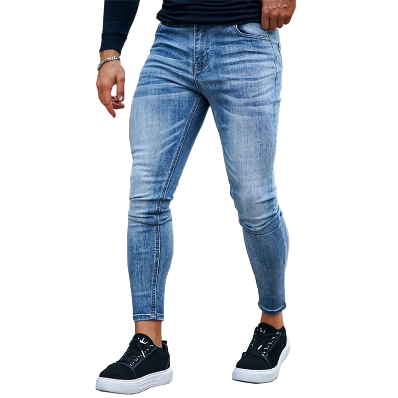Jean skinny brossé pour homme, design classique, pantalon en denim décontracté pour tous les jours, idéal pour le bureau et les soirées, pantalon en denim pour homme.