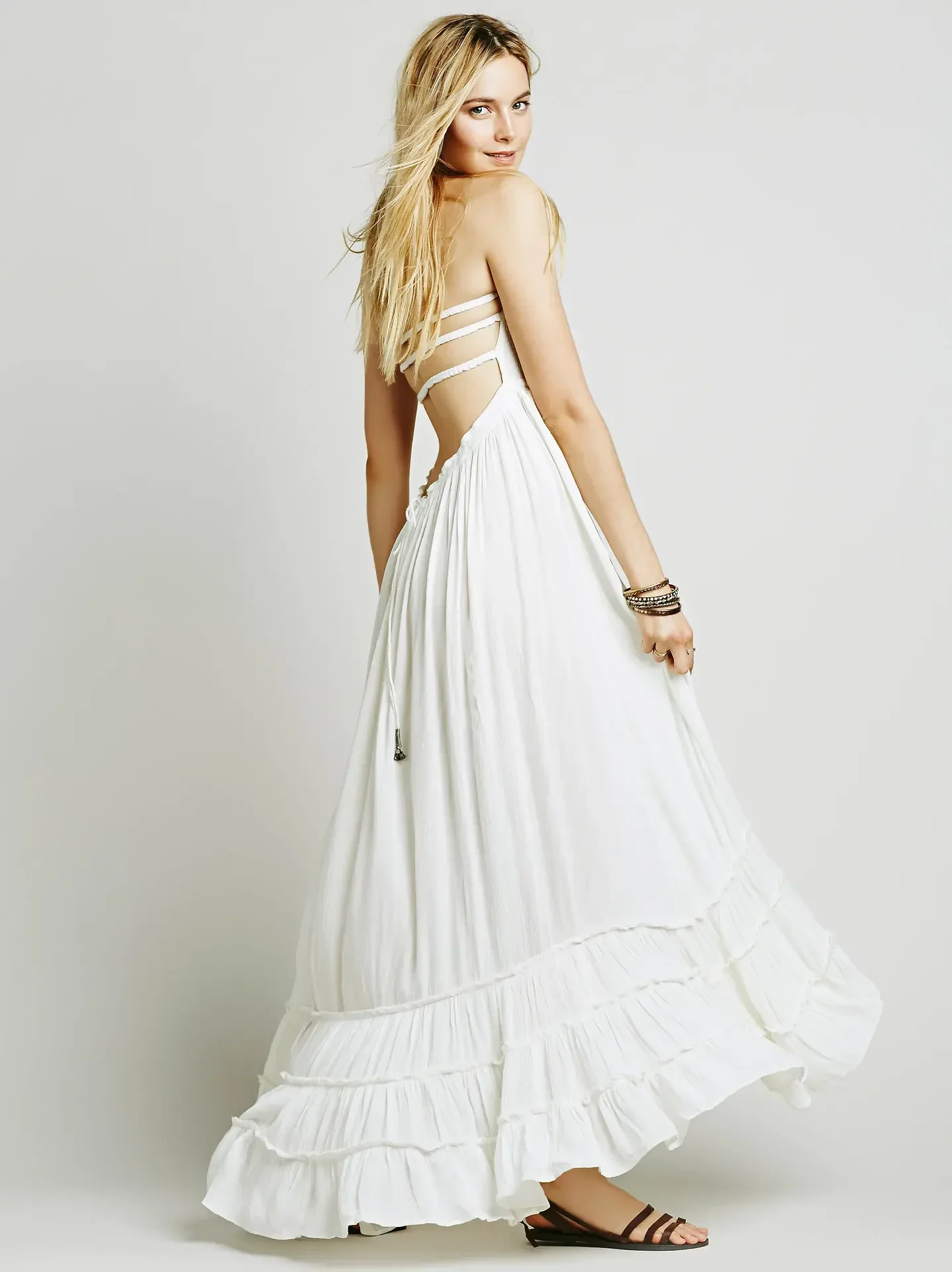 2025 robe de plage robes Sexy Boho bohème personnes vacances été longue dos nu coton femmes fête Hippie robes Mujer ethnique