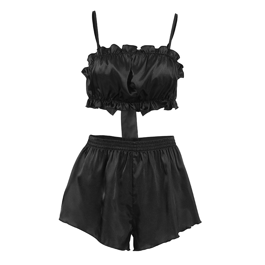 Ensemble 2 pièces soyeux et élégant pour femmes, Camisole + short à volants, sans manches, Streetwear assorti, tenues décontractées
