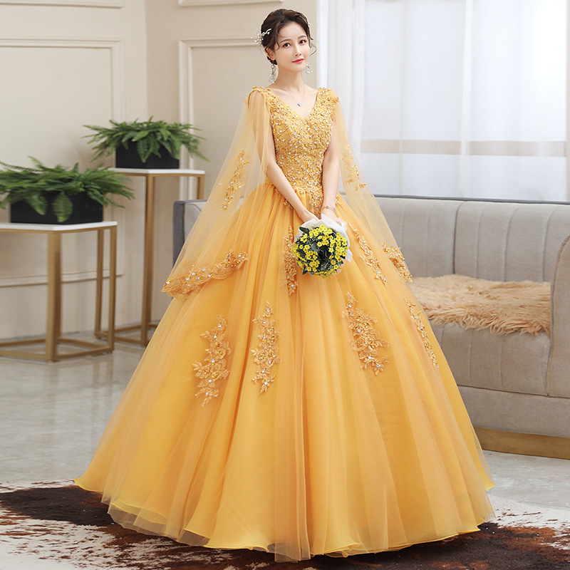 Robe de mariée brodée longue robe bouffante hôte Performance robe de remise des diplômes fête d'anniversaire mariée robe de demoiselle d'honneur robes de bal