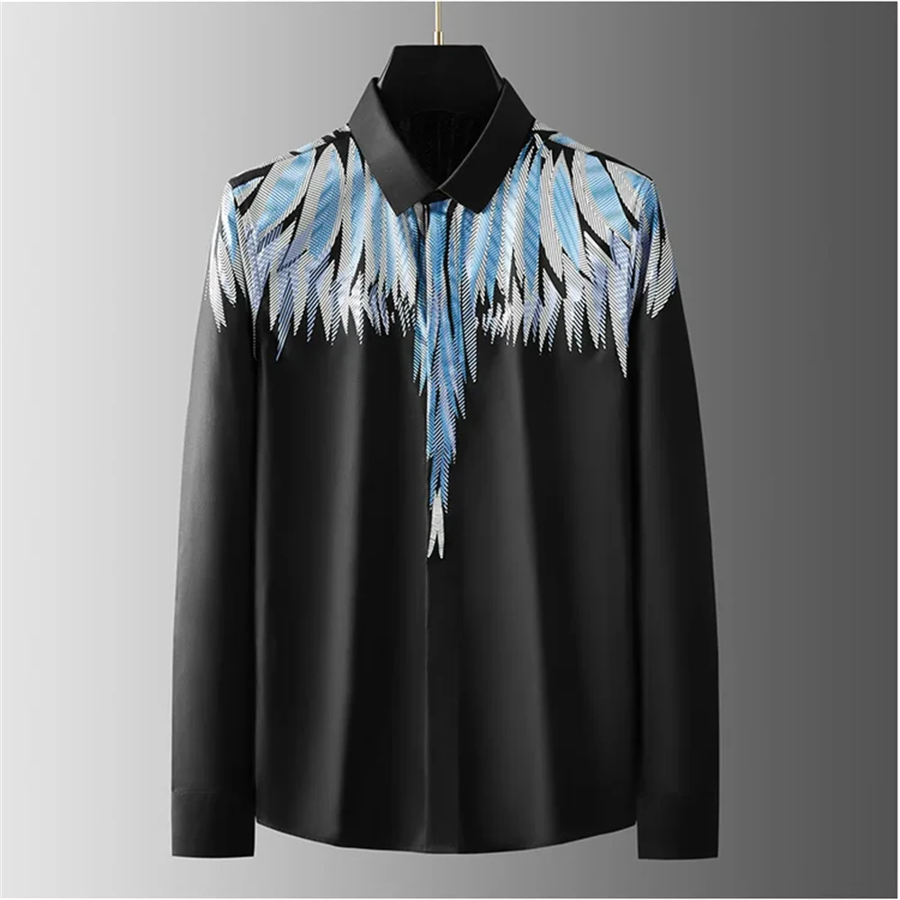 Chemises imprimées de luxe pour hommes, chemises décontractées à manches longues pour la rue à la mode, vêtements haut de gamme pour hommes de grande taille, livraison rapide