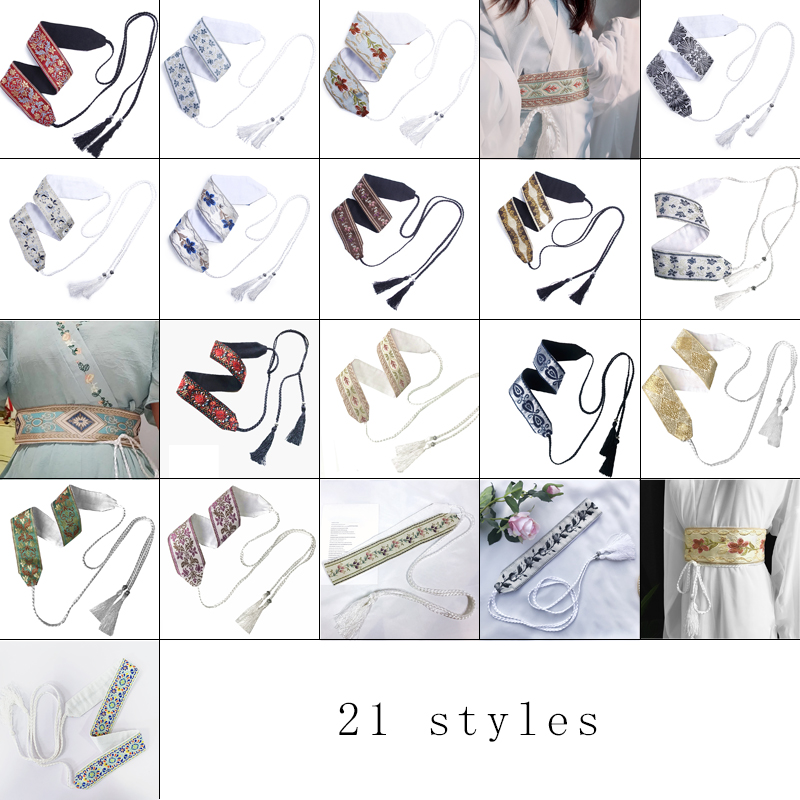 Ceinture Obi traditionnelle Kimono japonaise, large ceinture brodée, littéraire rétro Mori, Style ethnique Hanfu, décor de robe, ceinture de taille à pompon