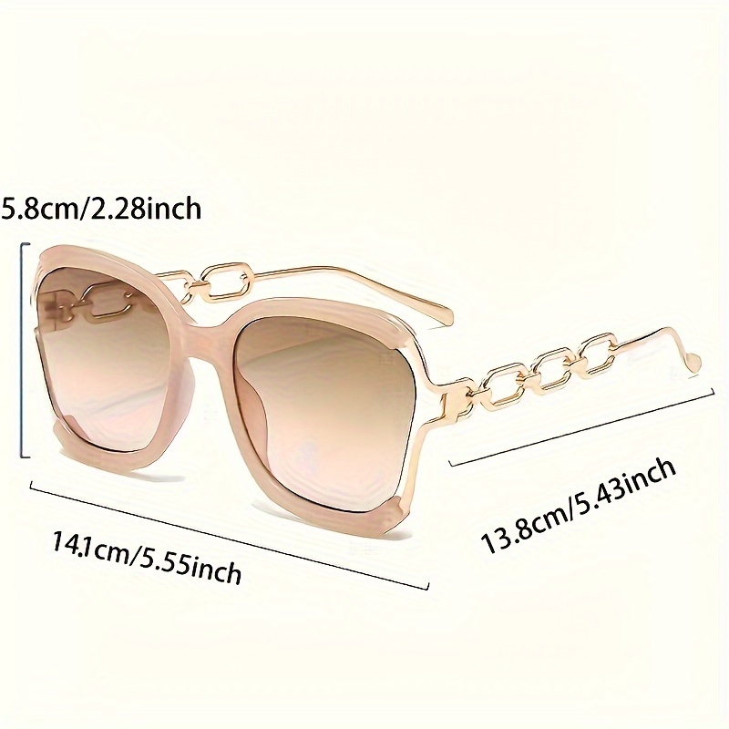 Lunettes carrées chics à la mode, verres dégradés, chaîne de fausses perles détachables, tendance, élégantes pour le streetwear et les accessoires de fête, nouvelle collection