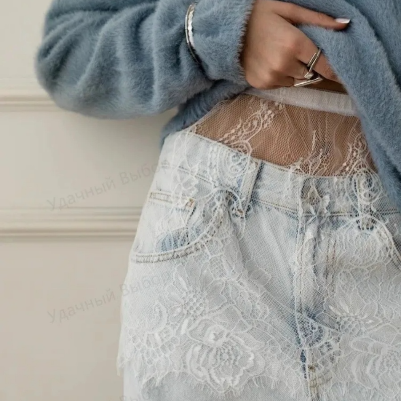 Mini-jupe sexy transparente en dentelle et résille, rallonge de chemise, mini-jupe courte noire et blanche pour femme, sous-jupe d'été pour femme