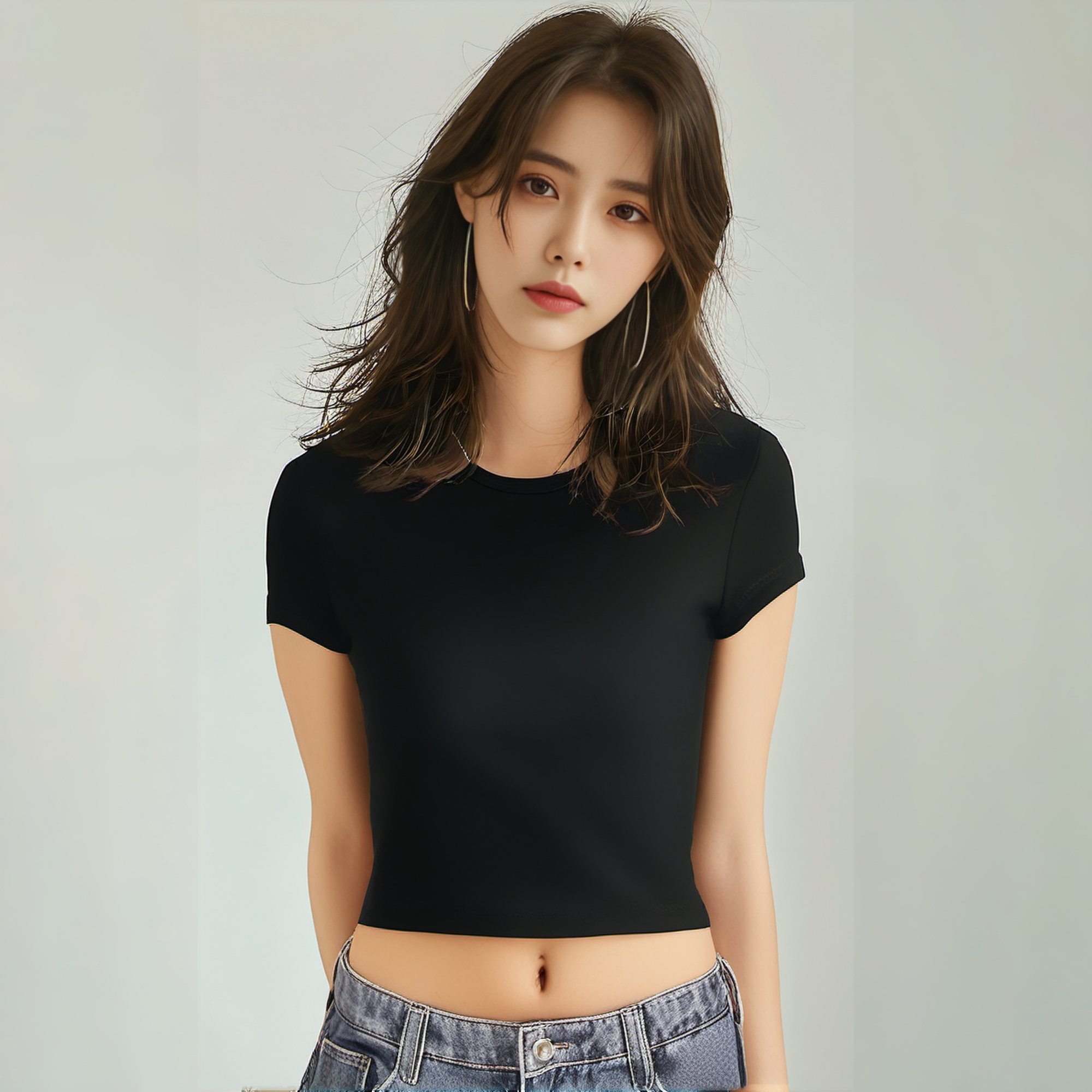 Lot de 4 T-shirts ajustés à manches courtes de couleur unie pour femme – Style décontracté et minimaliste pour l'été – Col rond