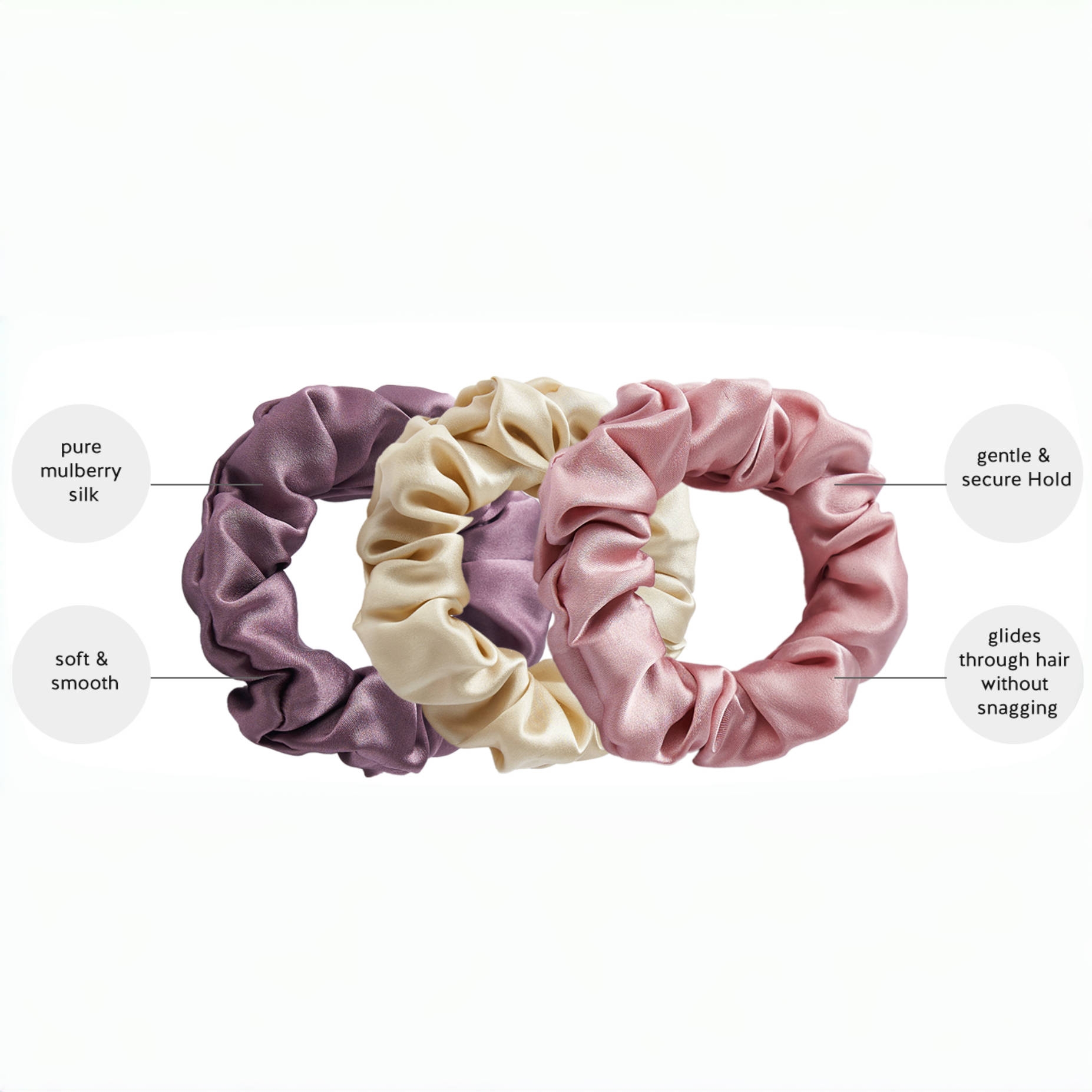 Chouchous en soie de mûrier 100% Pure, 4 pièces, accessoires pour cheveux, chouchous élégants en soie pour femmes, bandeaux doux et durables.