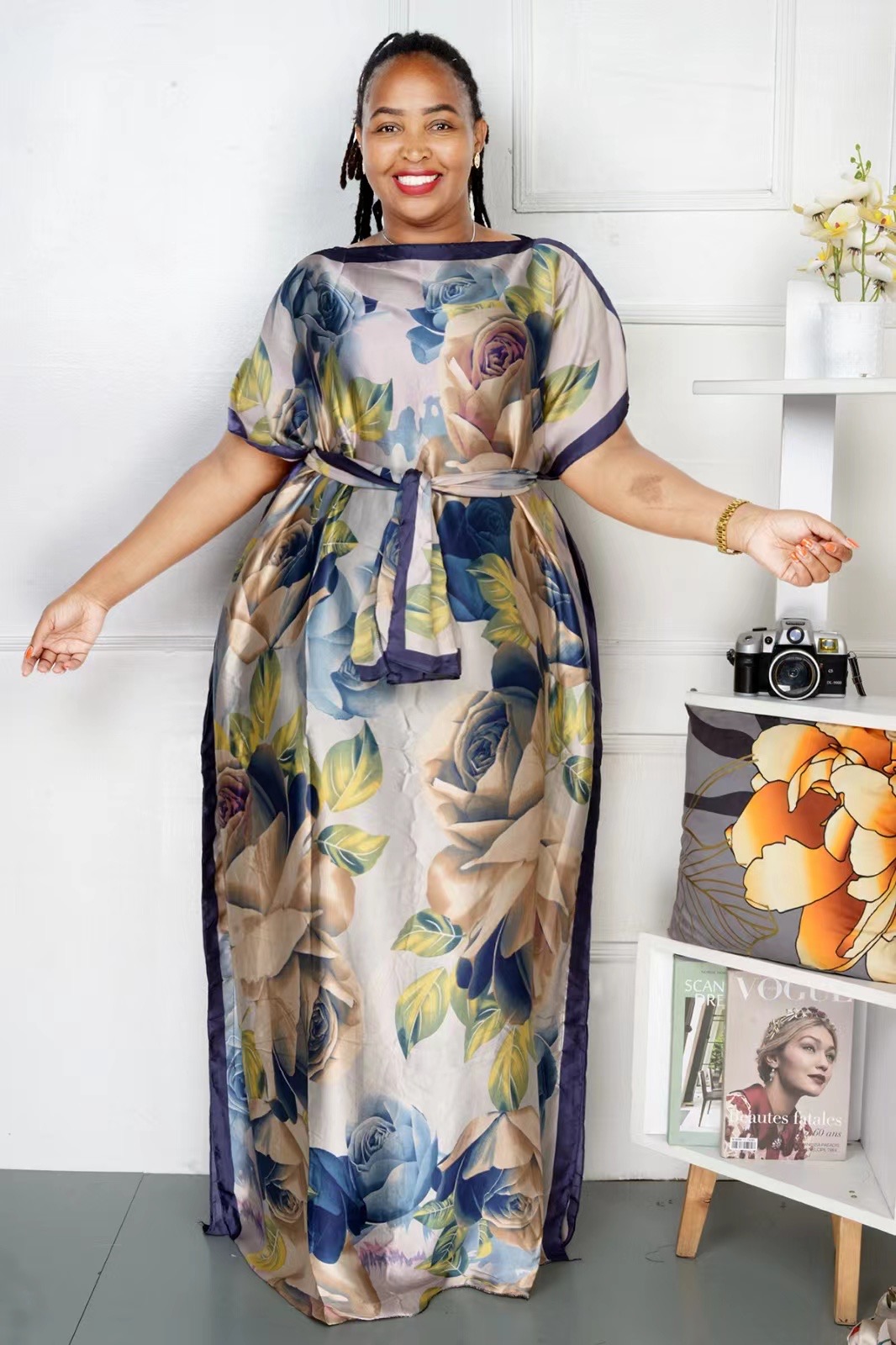 Abaya longue avec écharpe pour femmes, robe imprimée africaine, style bohème, Dubaï, Ramadan adt, caftan, été