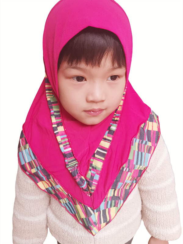Magnifique Hijab arabe musulman pour filles Petite casquette islamique Bordure décorative Hijab aléatoire pour enfants de 1 à 5 ans