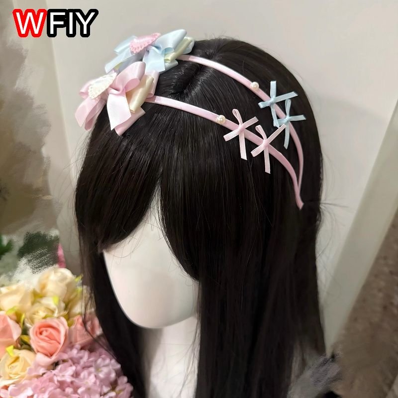 Bandeau pour cheveux femme, mignon, avec nœud et motif de lapin, style Lolita doux, accessoire capillaire quotidien pour les filles, idéal pour les séances photo, accessoire capillaire fait main et charmant.