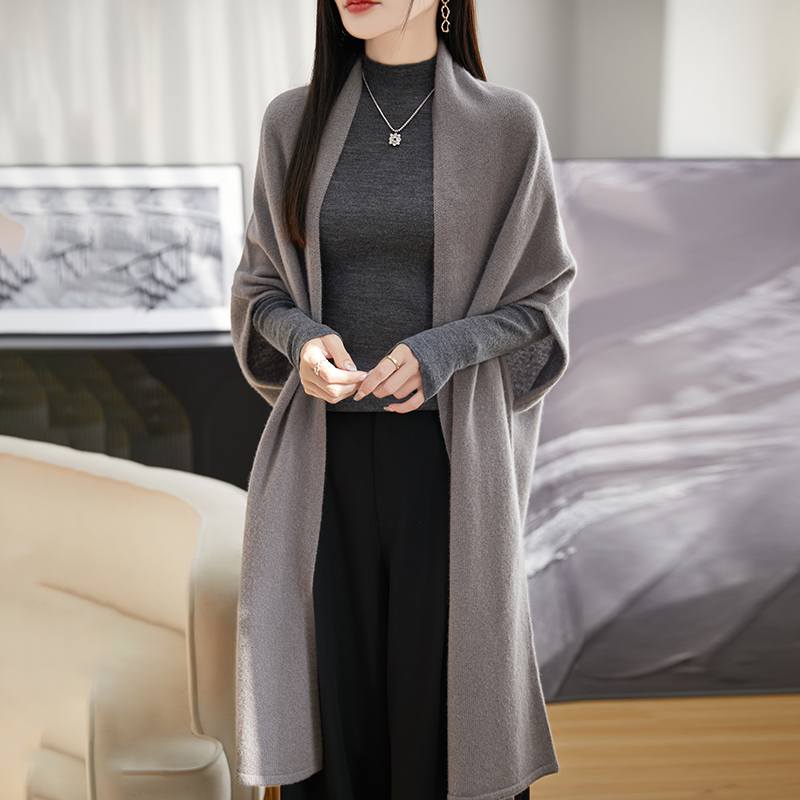 Printemps femmes 100% laine tricoté châle doux chaud tricots Long Cardigan femme cape enveloppes épaule cou protéger Poncho double usage
