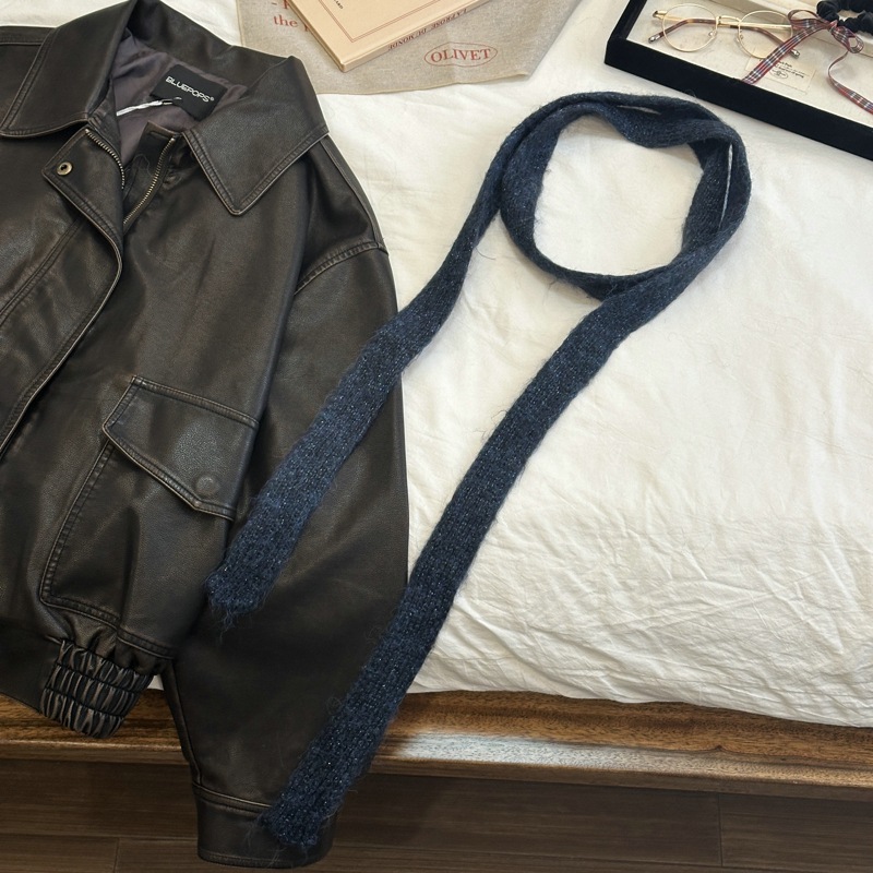 Écharpe fine à la mode, nouveau Style, longue écharpe empilable, vêtements pour filles chaudes, écharpe en laine, écharpe coréenne à bande étroite, 2024