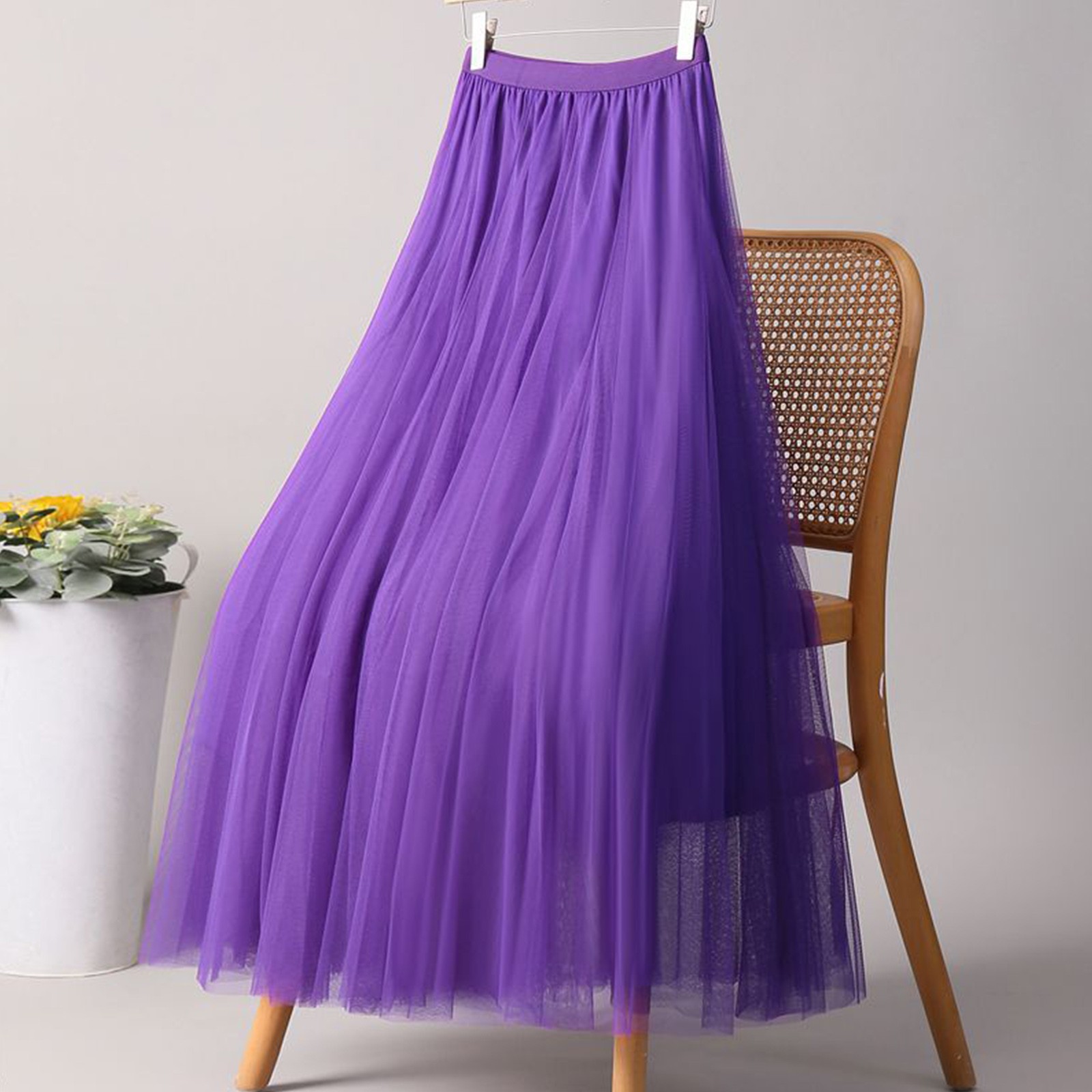 Jupes élégantes en Tulle pour femmes, taille haute, jupe plissée en maille, mode coréenne, taille élastique, tout assorti, jupes trapèze