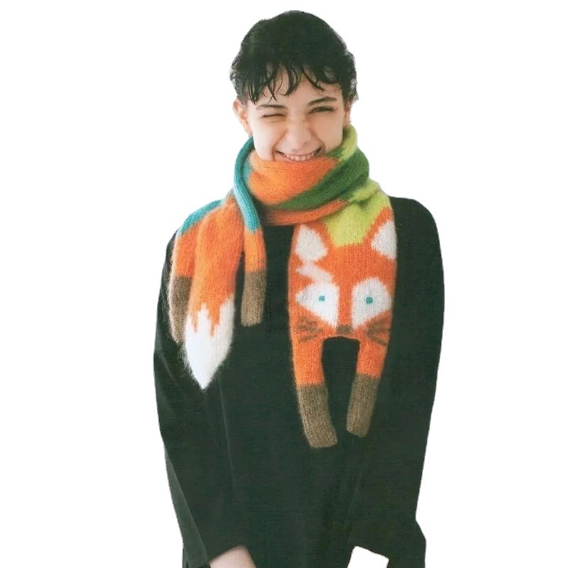 Nouveau automne hiver enfants dessin animé renard tricoté écharpe bébé garçons filles chaud femmes châle enfants femme tricoté Animal femmes écharpe
