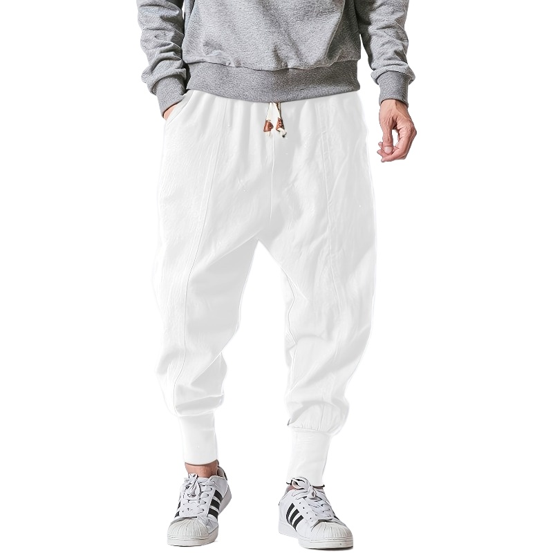 FGKKS-Pantalon Sarouel en Coton pour Homme, Vêtement Décontracté de Couleur Unie, à la Mode, Grande Taille