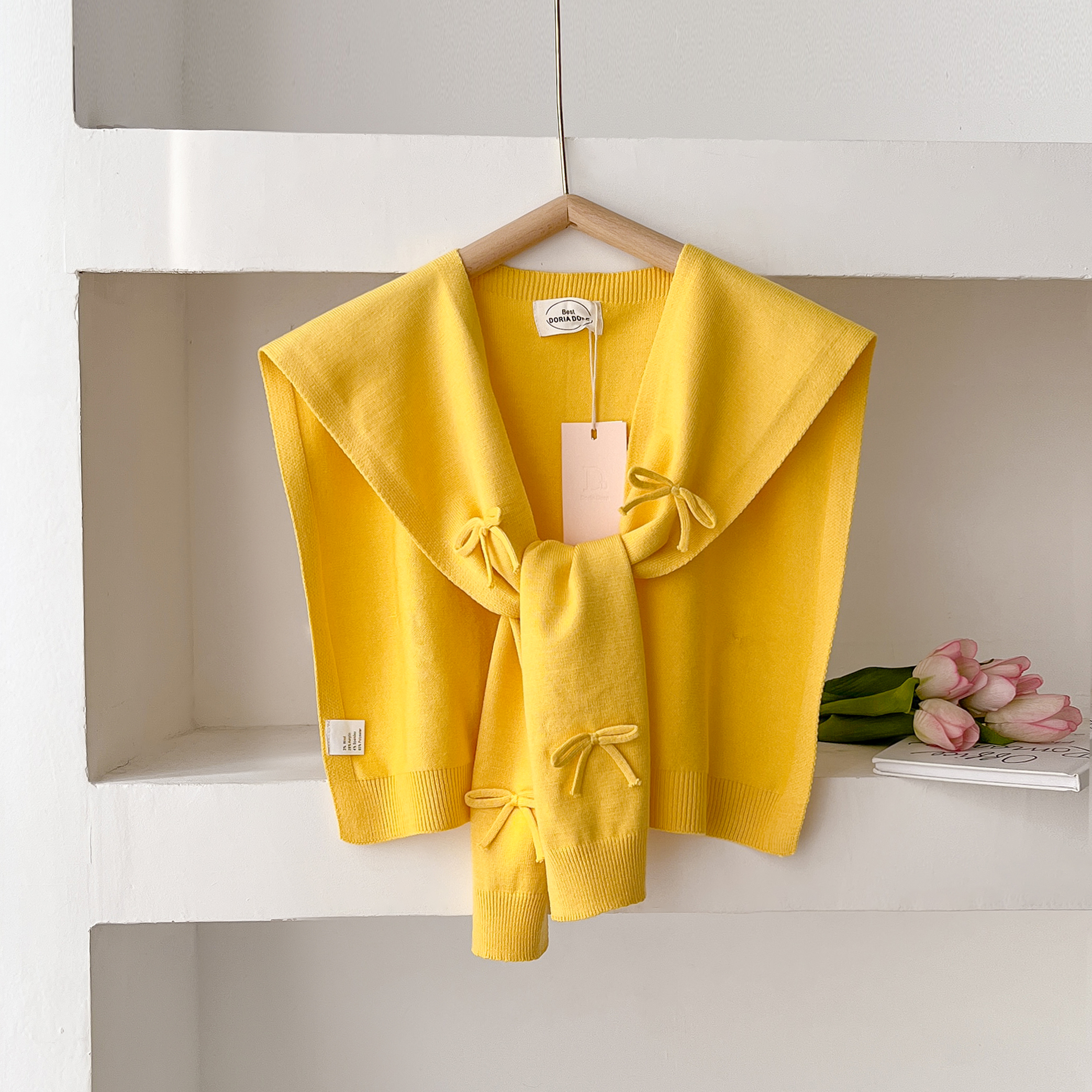 Châle tricoté coréen pour femmes, faux col de protection du cou, Cape fine nouée, écharpe d'épaule pour climatisation d'été