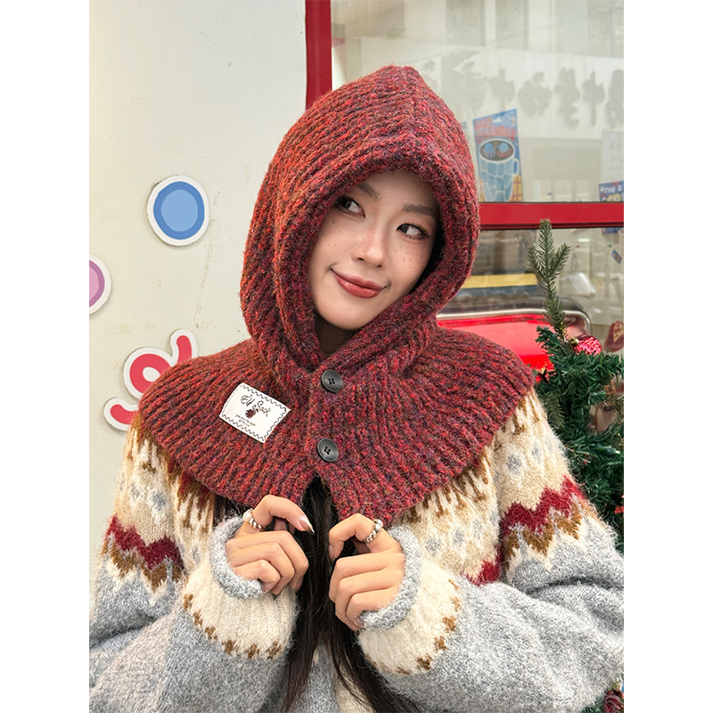 ELFSACK Écharpe chaude mignonne cagoule à boutons intégrés pour femme