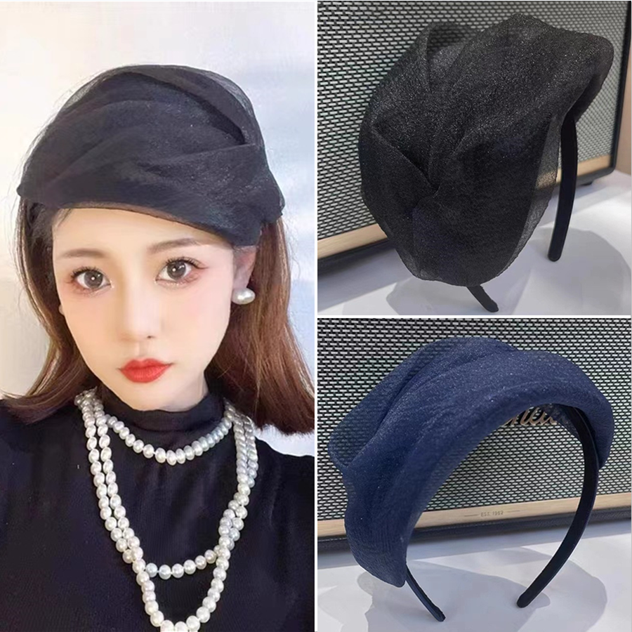 Chapeau haut-de-forme en voile noir pour femmes, bandeau rétro, accessoires pour cheveux de mariage, coiffure de fête, couvre-chef de mariée, bijoux, nouveauté 2024