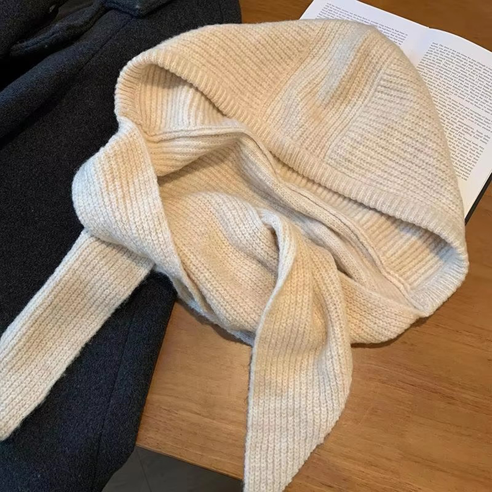 Écharpe à capuche en tricot pour femmes, bonnet-balaclava chaud d'hiver, écharpe 2 en 1, cache-oreilles coupe-vent, couvre-tête tendance pour l'extérieur
