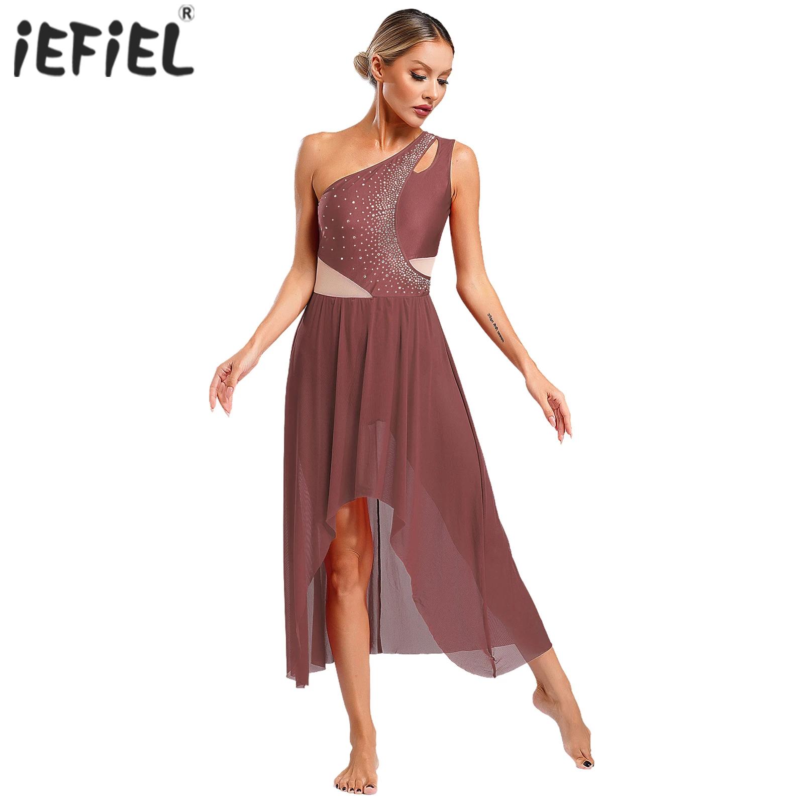 Robe de danse lyrique de ballet pour femmes, costume de ballerine, biscuits, une découpe de fibre initiée, robe fluide haut-bas, vêtements de danse