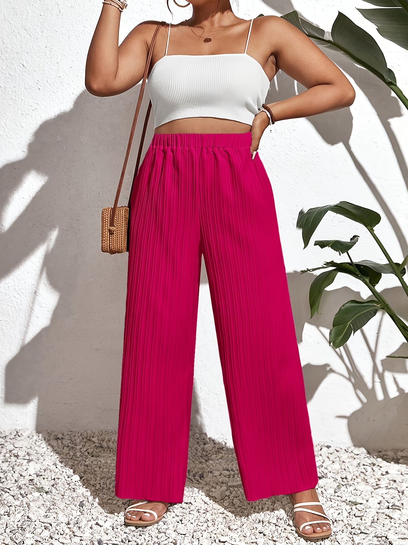 Pantalons pour femmes grandes tailles, nouveau style européen et américain, couleur unie, décontracté, texture ample, pantalon large à taille haute