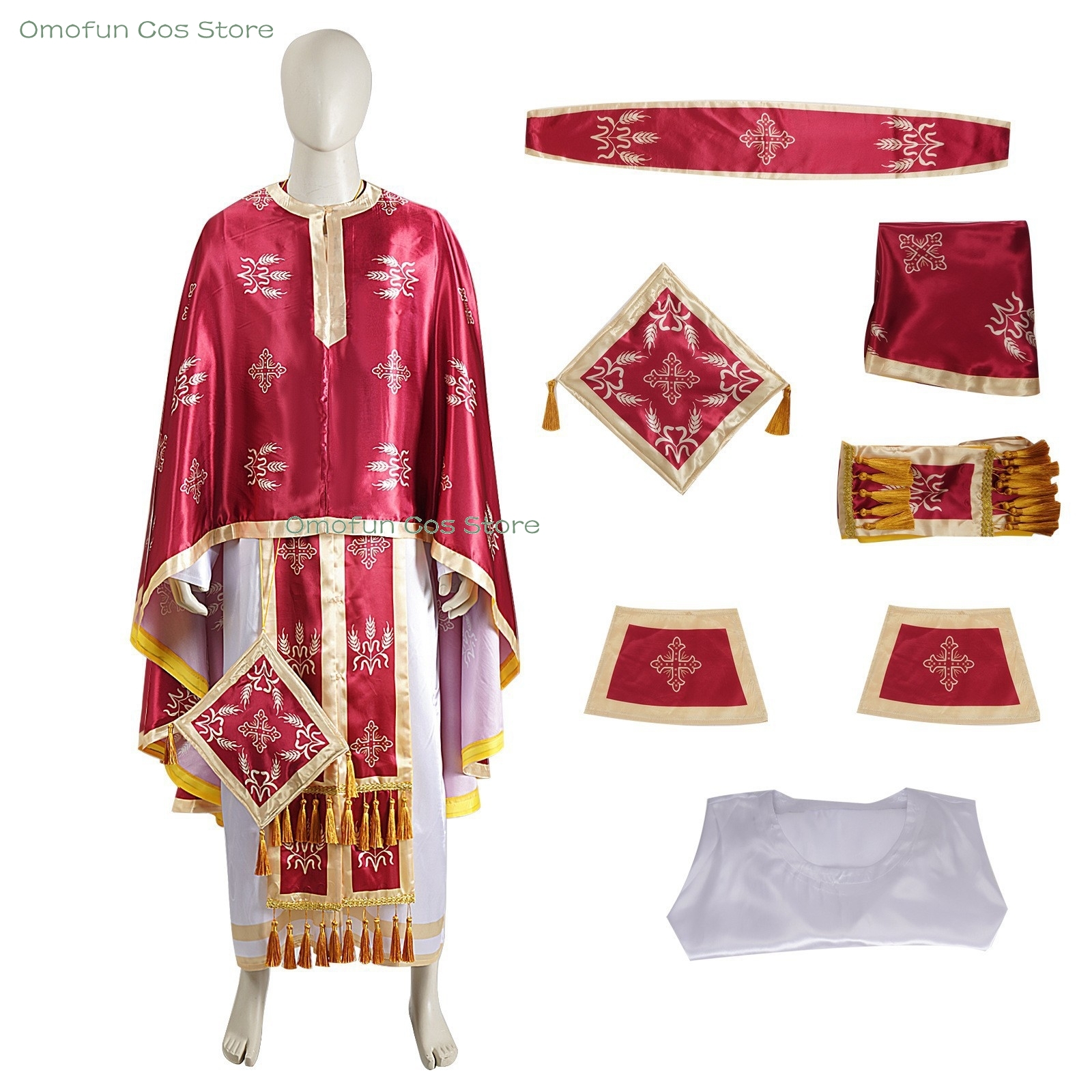 Robes de pasteur en gros Robes médiévales du moyen-orient Capes Costumes de cosplay Vêtements religieux Éléments croisés Couronne Tenue fantaisie