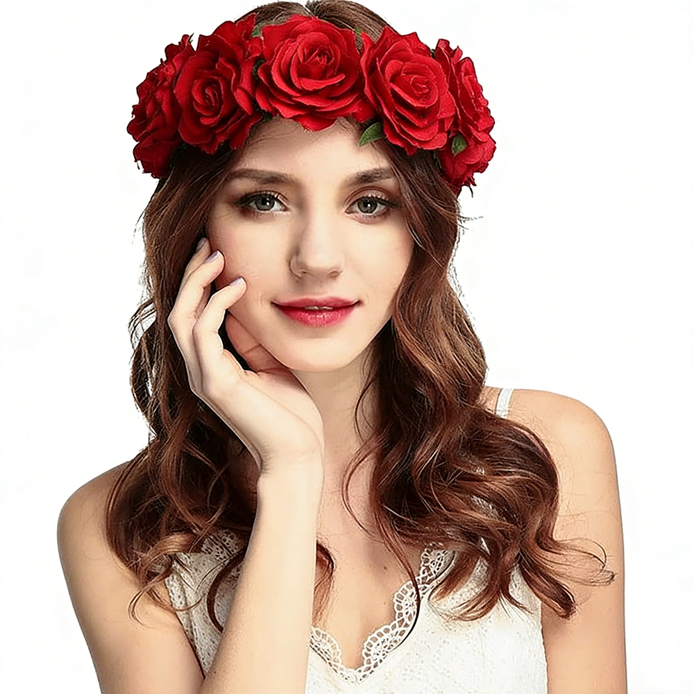 Serre-tête bohème en fleurs artificielles pour femme, bandeau élastique floral pour mariage, festival, fête, accessoires capillaires floraux