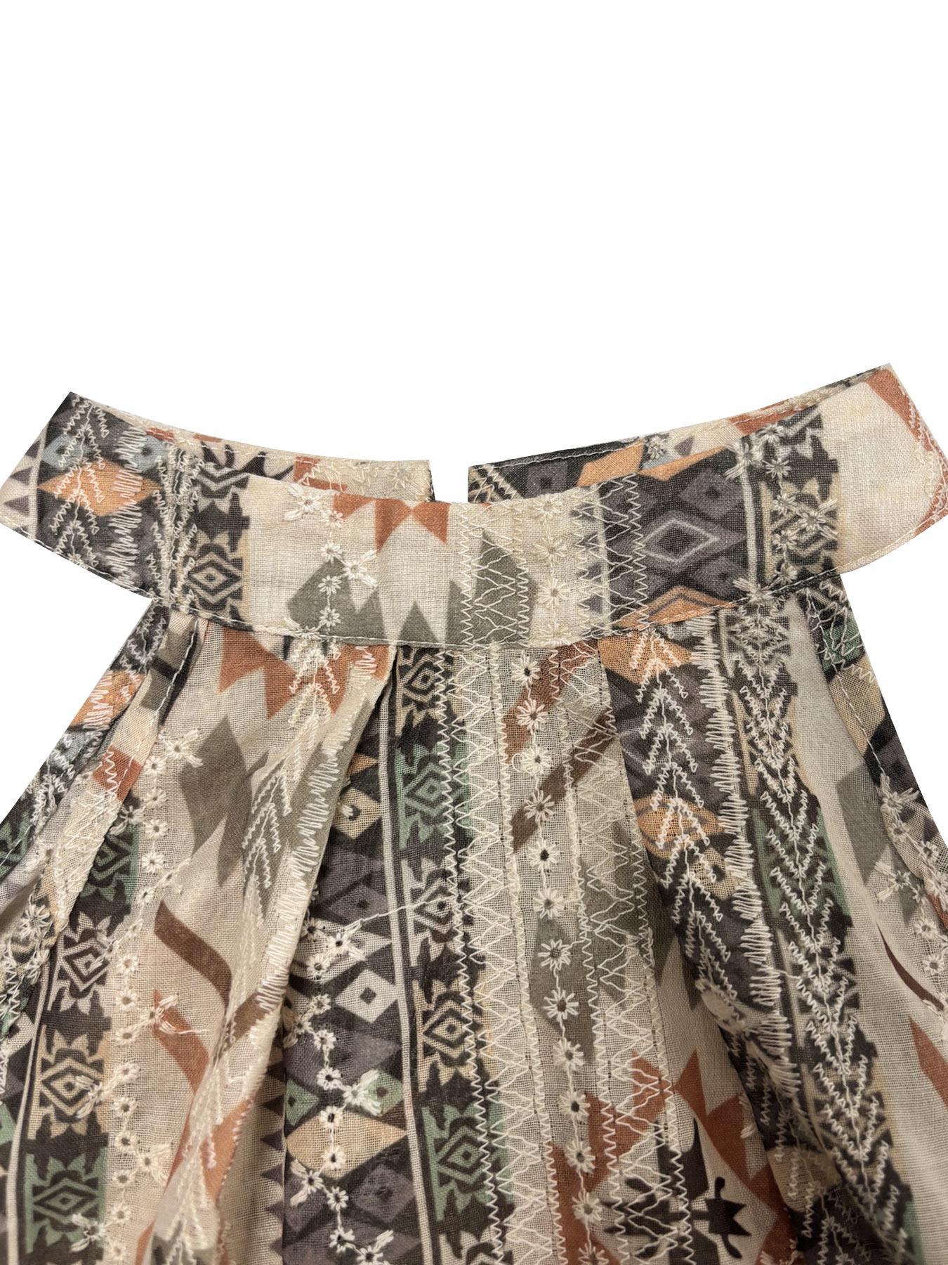 Chemise sans manches pour femmes, style bohème, parfaite pour les fêtes et les vacances, motif ethnique décontracté, coupe ajustée