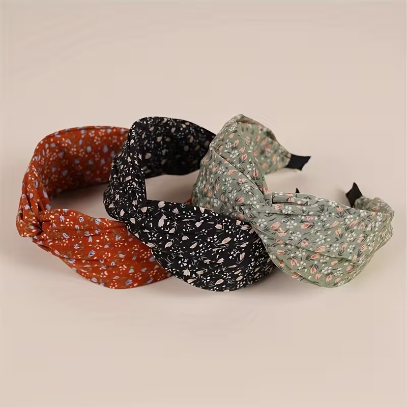 1 bandeau de cheveux en tissu floral vintage pour femme – un bandeau accessoire de cheveux élégant à large nœud, parfait pour une fête
