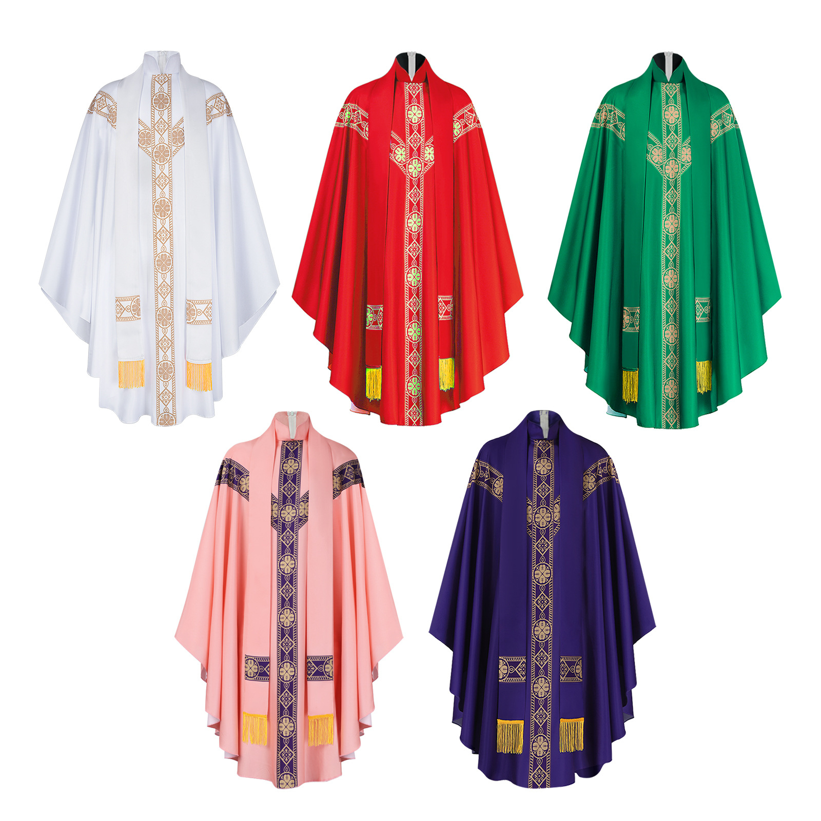Chasubles de prêtre catholique avec étole et croix, vêtement liturgique traditionnel pour le père des communautés catholiques, robe de Messe, costume d'Halloween
