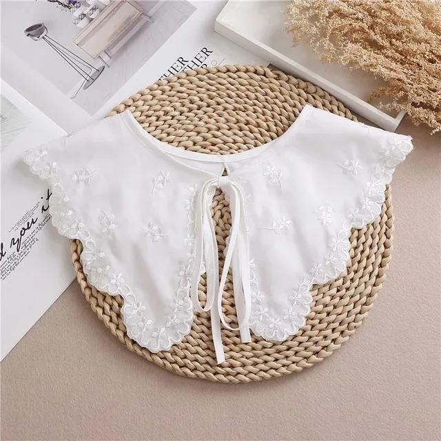 Faux col en dentelle blanc uni, châle, écharpe, collier, petit foulard, châle, col détachable, accessoire décoratif pour femme