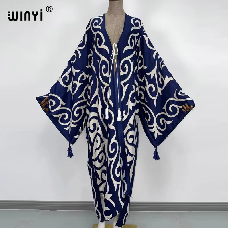 WINYI imprimer été maxi robe musulmane Abaya dame plage couvrir femme musulmane robes vêtements de plage mode caftan abaya dubaï luxe