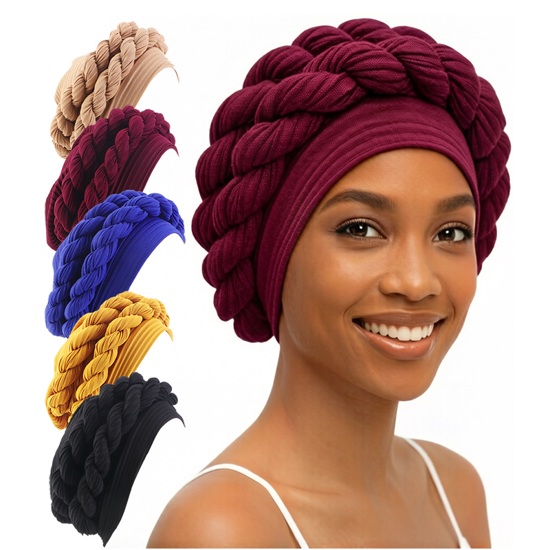 Chapeaux Turban Hijab pour Femmes, Double Couche, Torsades Africaines, Foulards Respirants, Bonnets Chimio, Chapeaux Musulmans