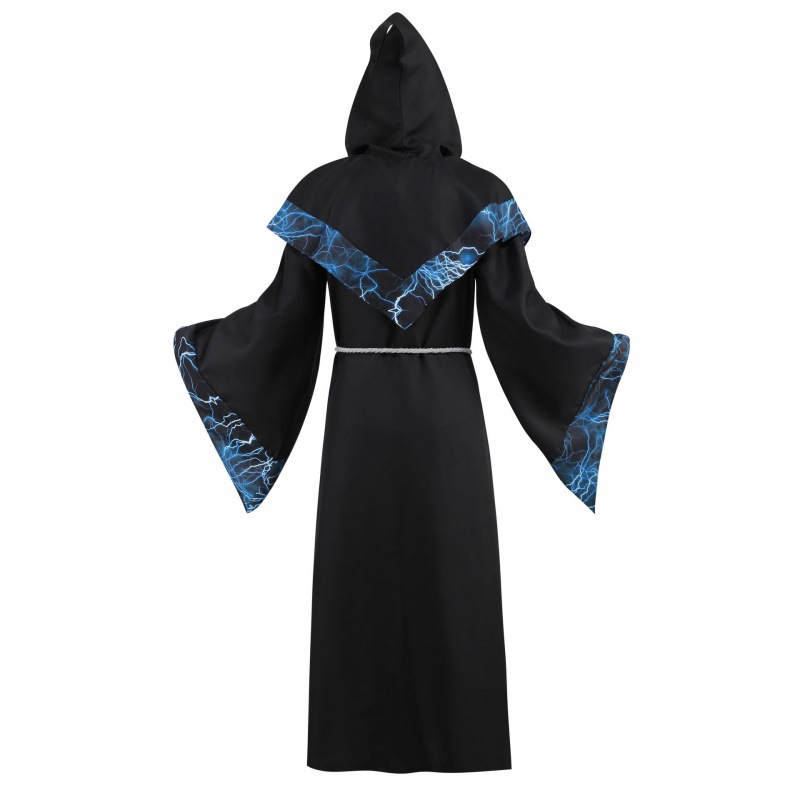 Robe de sorcier mystique médiéval pour hommes, Costume de Cosplay d'halloween, Cape à capuche, Cape de fête de carnaval