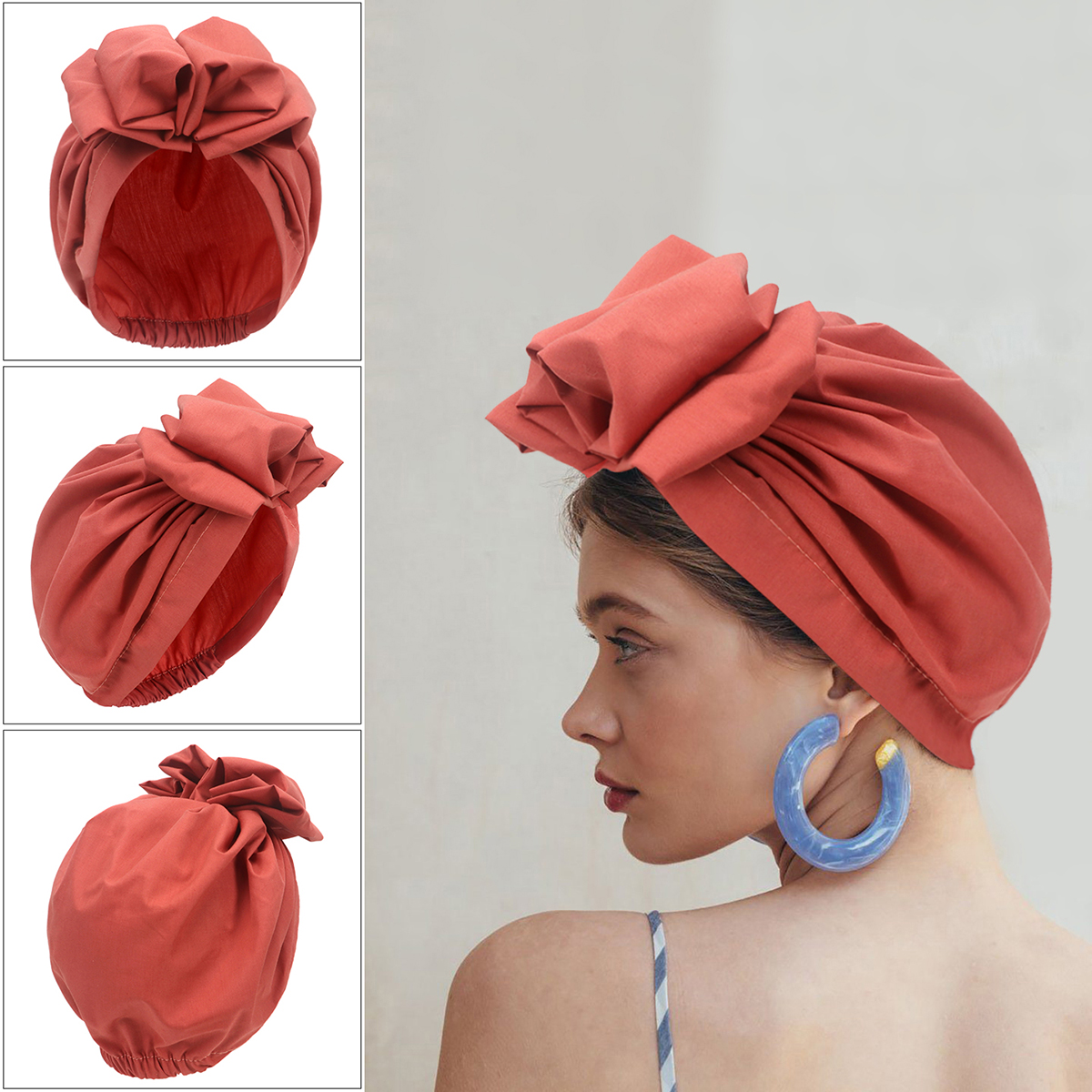 Turban vintage français tendance pour femme, bandana, bandeau, couvre-chef, bonnet, foulard musulman, bonnet, beanie