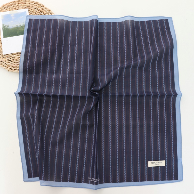 100% coton rayé frais tout-Match petite serviette carrée 2025 nouvelle mode foulard à bout fermé pour écharpe carrée femmes bandeau