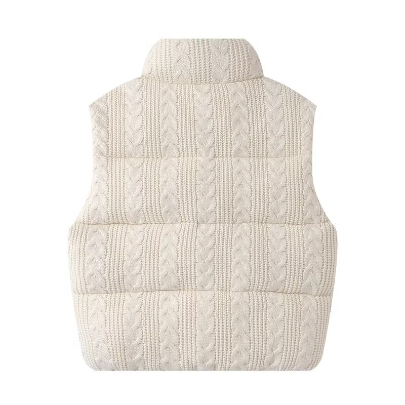 Gilet en tricot pour femme, manteau sans manches beige, veste unie, style streetwear tendance 2024, inszart