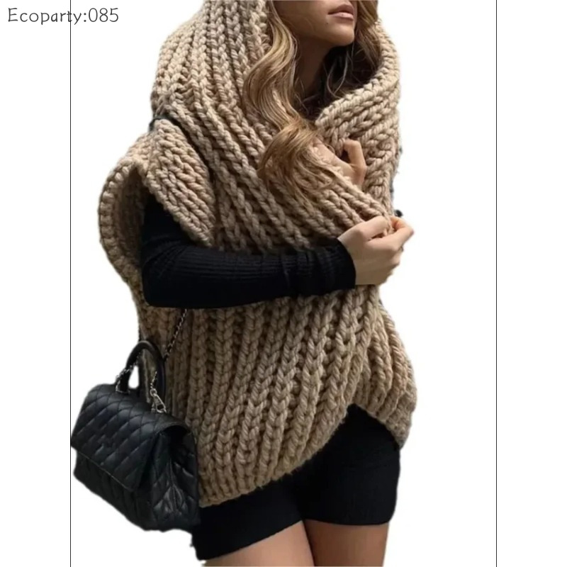 Femmes à capuche tricoté Cardigans chandails automne hiver couleur Pure lâche motif grossier pull gilet dames pull décontracté hauts