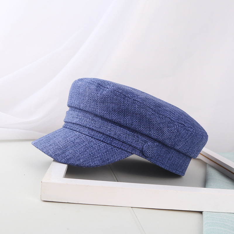 Chapeaux militaires en lin pour femmes et hommes, chapeaux de marin, casquette de capitaine à dessus plat, casquette de cadet de voyage, casquettes de la marine, été, automne