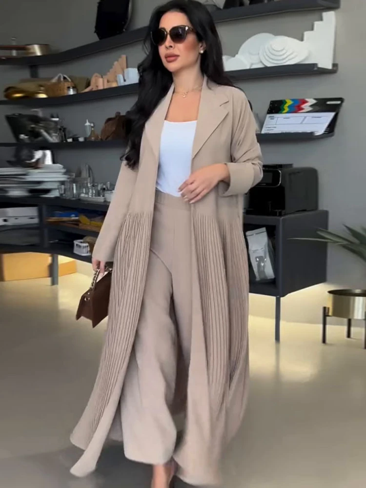 Ensemble 2 pièces pour femmes musulmanes, robe longue plissée, Ramadan, Maroc, Dubaï, Abayas, Cardigan, Kaftan, Pantalon long, Eid Abaya, 2025