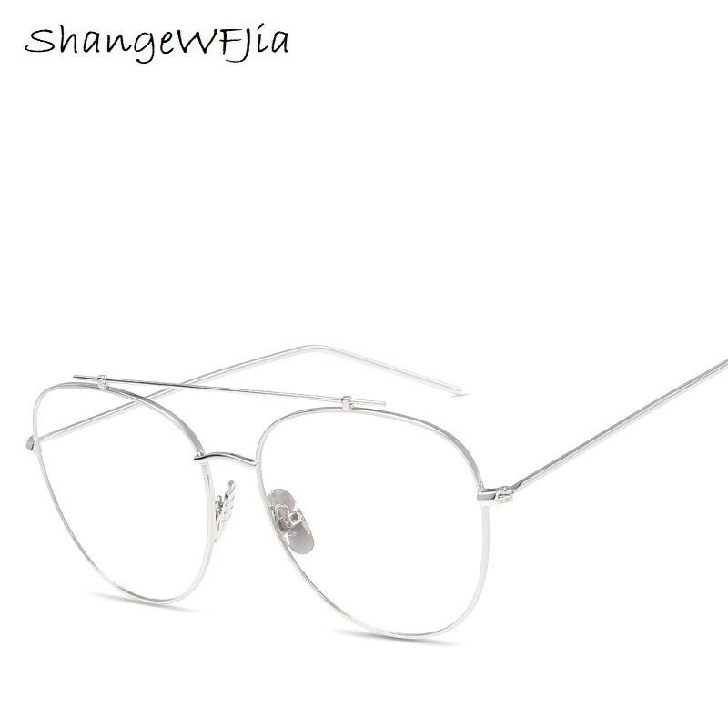 Mode Anti bleu cadre Vintage lunettes femmes surdimensionné métal lunettes cadre hommes clair lentille lunettes or optique Spectacle
