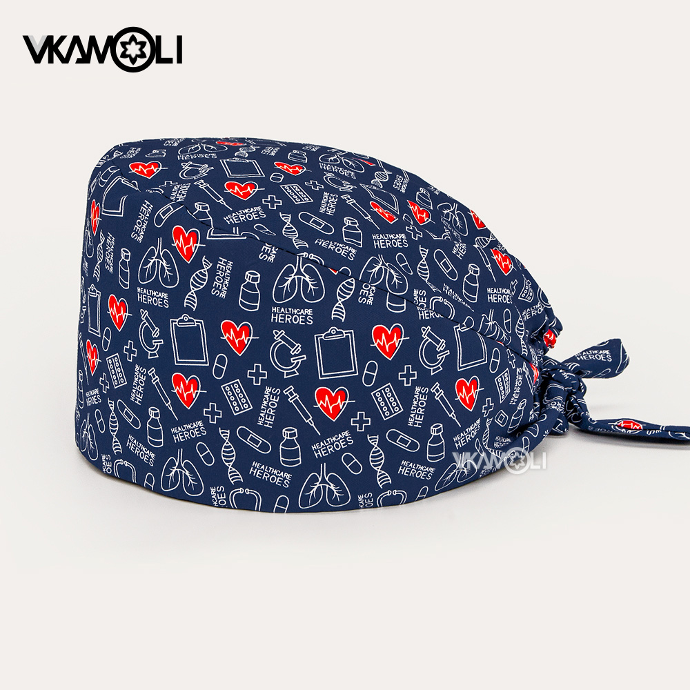 Casquette de chirurgien de protection propre pour femmes et hommes, casquettes imprimées, chapeau de gommage médical, chapeau d'allaitement réglable, casquette de gommage pour cheveux longs