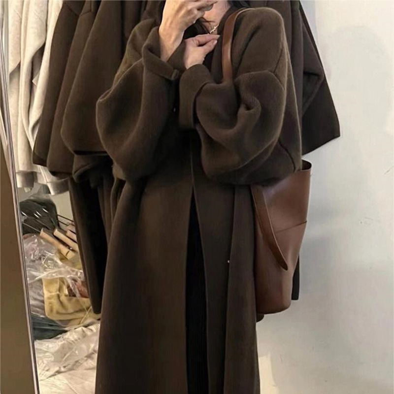 Cardigan tricoté pour femmes, manteaux, pull décontracté, solide, Extra Long, manches longues, point ouvert, coupe ample, élégant, bureau, automne 2025