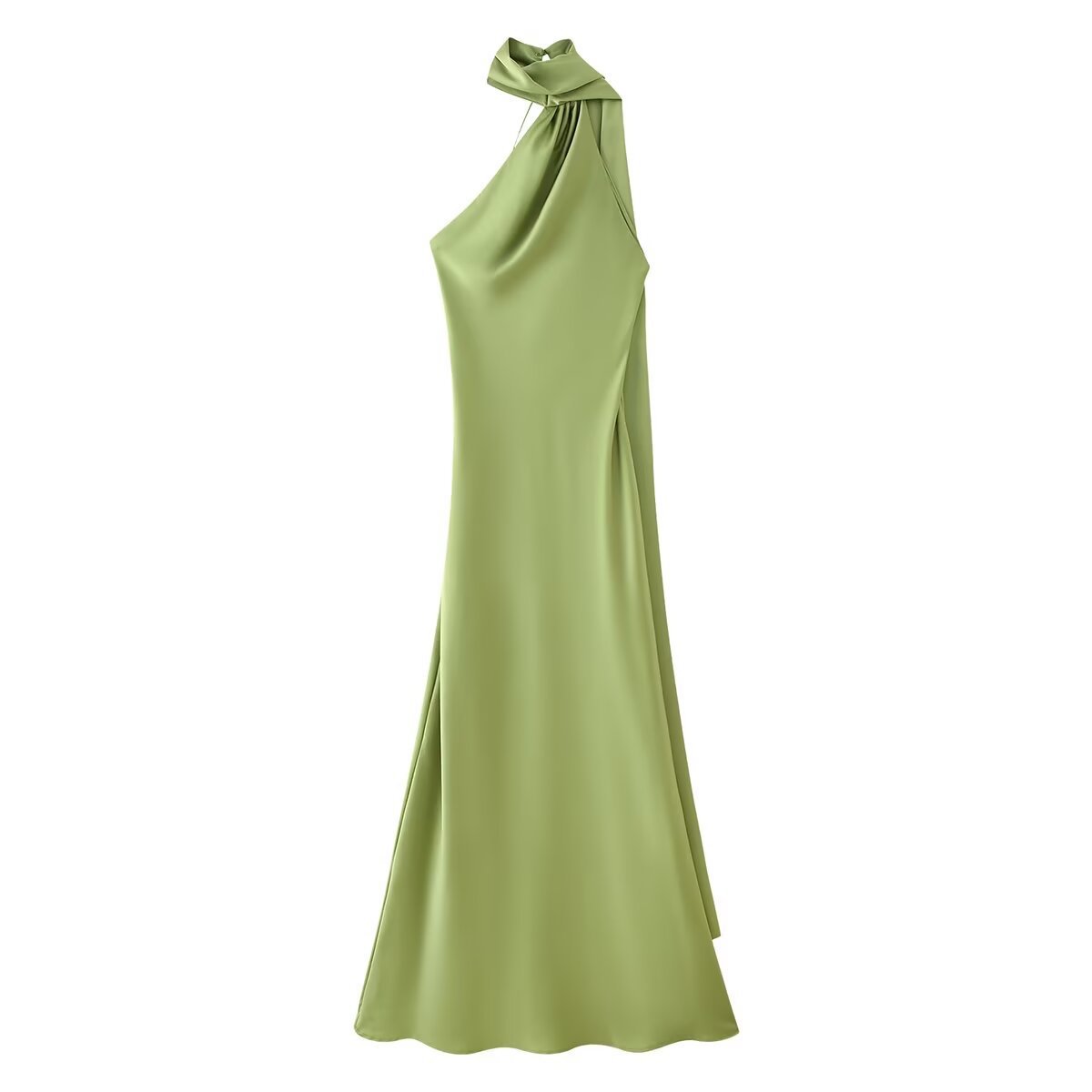 Robe dos nu à col drapé, style européen et américain, pour femme, légère et élégante