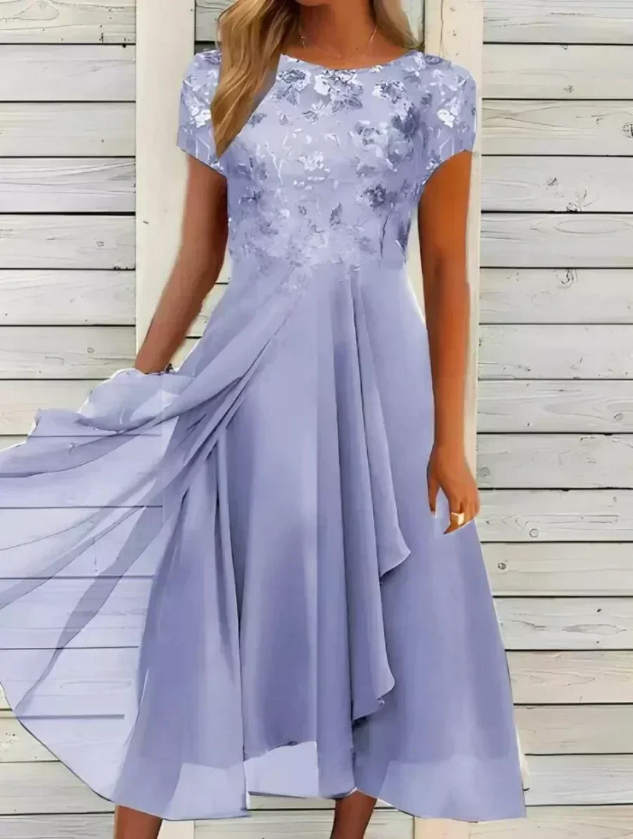 Robe de soirée longue en dentelle pour femmes, tenue de mariée élégante, grande taille, col bijou, longueur aux genoux, en mousseline de soie, nouvelle collection 2026