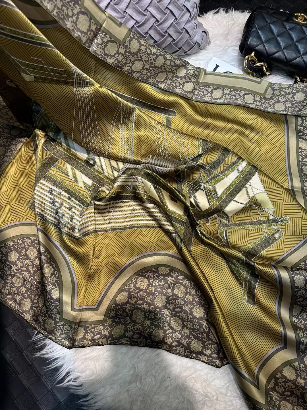 BYSIFA-Foulard Hijab Carré pour Femme, Grand Châle Paisley, Vert Armée, 100% Naturel, Marque de Mode, Automne et Hiver