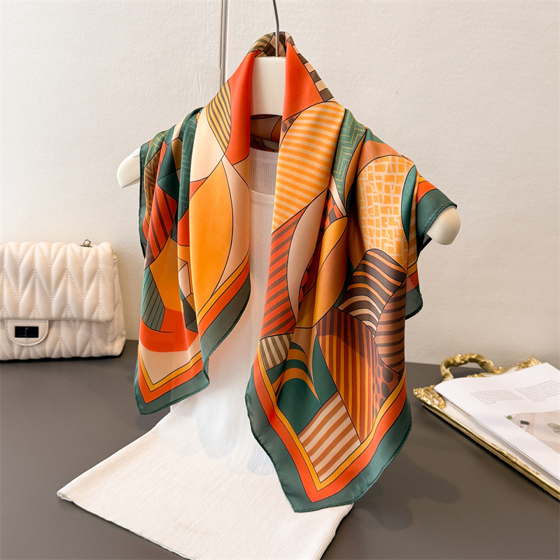Foulard carré en soie pour femmes, nouveau Design de luxe, cravates de cou, Hijab doux, Bandana, mode féminine, décoration de tête, 2026